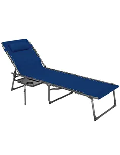 Outsunny Five-Position Reclining Sun Lounger - Dark Blue