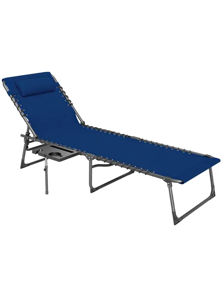 Outsunny Five-Position Reclining Sun Lounger - Dark Blue