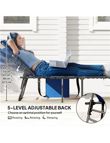 Outsunny Five-Position Reclining Sun Lounger - Dark Blue