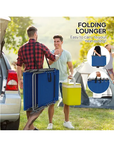 Outsunny Five-Position Reclining Sun Lounger - Dark Blue