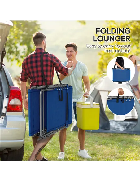 Outsunny Five-Position Reclining Sun Lounger - Dark Blue