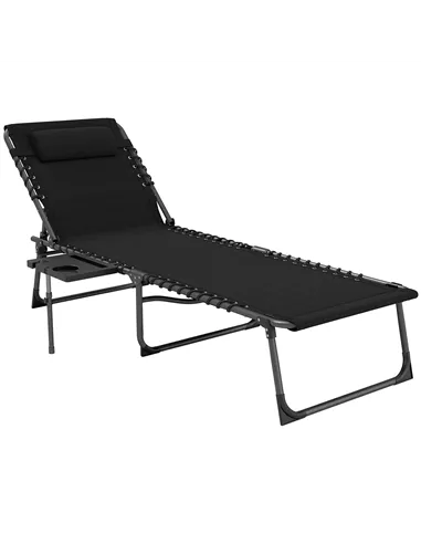 Outsunny Five-Position Reclining Sun Lounger - Black