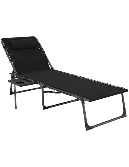 Outsunny Five-Position Reclining Sun Lounger - Black