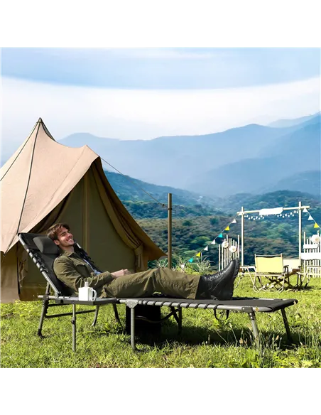 Outsunny Five-Position Reclining Sun Lounger - Black