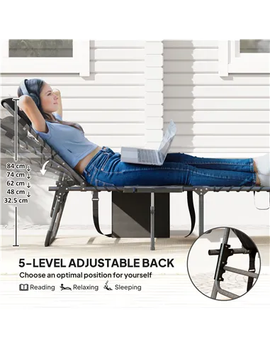 Outsunny Five-Position Reclining Sun Lounger - Black