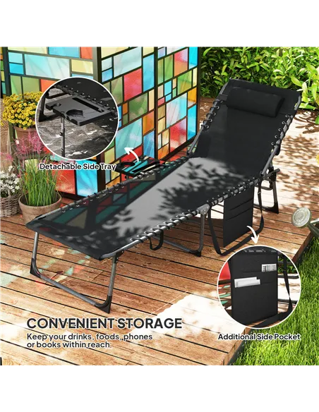 Outsunny Five-Position Reclining Sun Lounger - Black