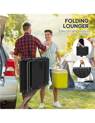 Outsunny Five-Position Reclining Sun Lounger - Black