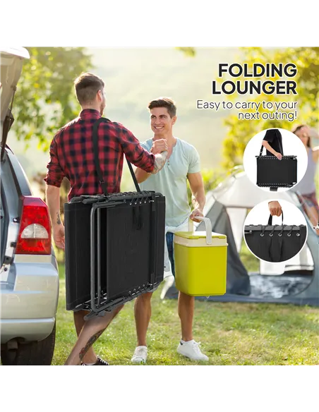 Outsunny Five-Position Reclining Sun Lounger - Black