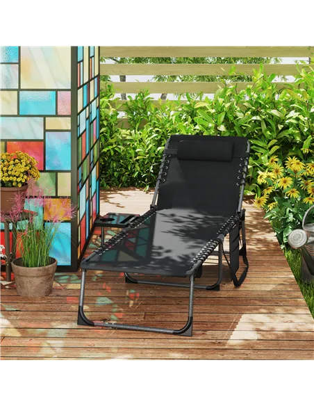 Outsunny Five-Position Reclining Sun Lounger - Black