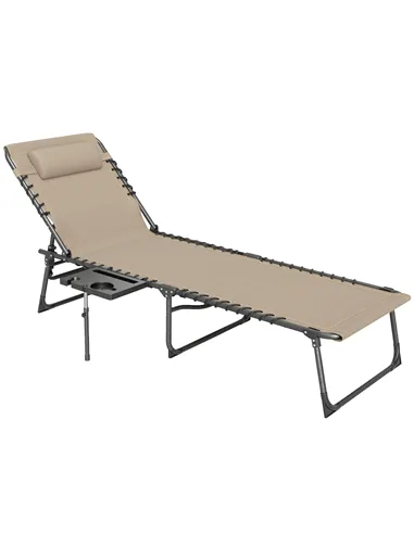 Outsunny Five-Position Reclining Sun Lounger - Beige