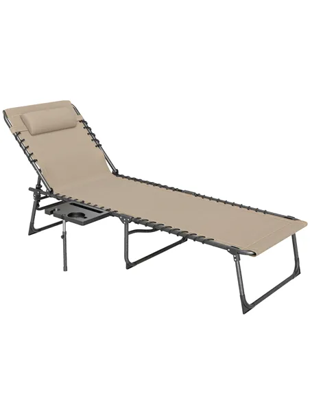 Outsunny Five-Position Reclining Sun Lounger - Beige