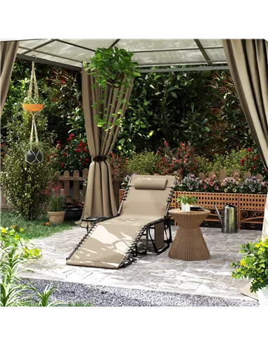 Outsunny Five-Position Reclining Sun Lounger - Beige