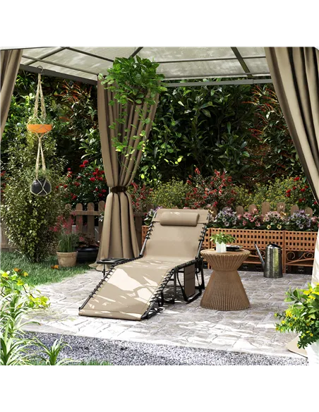 Outsunny Five-Position Reclining Sun Lounger - Beige