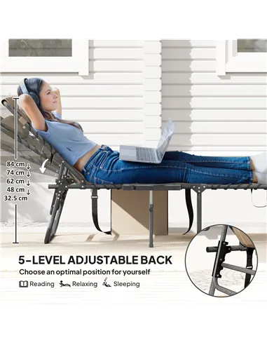 Outsunny Five-Position Reclining Sun Lounger - Beige