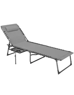 Outsunny Five-Position Reclining Sun Lounger - Grey