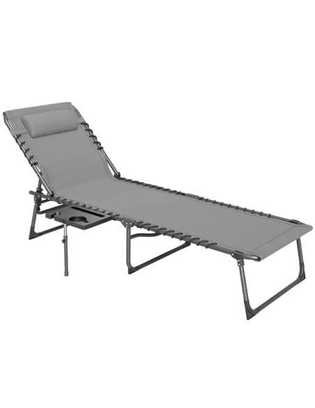 Outsunny Five-Position Reclining Sun Lounger - Grey
