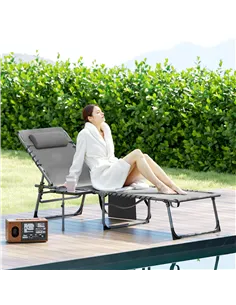 Outsunny Five-Position Reclining Sun Lounger - Grey 2