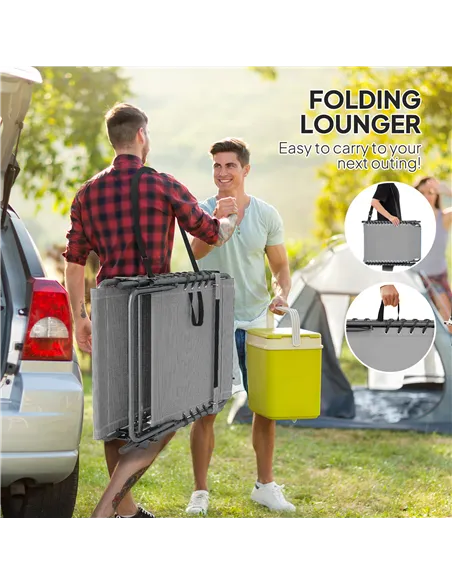 Outsunny Five-Position Reclining Sun Lounger - Grey