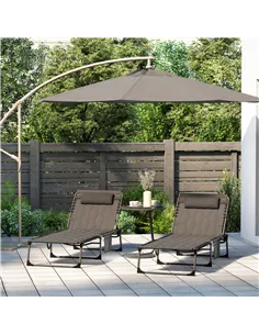 Outsunny Set of Two Sun Loungers, with Five-Position Reclining Backs - Black 2
