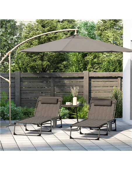 Outsunny Set of Two Sun Loungers, with Five-Position Reclining Backs - Black