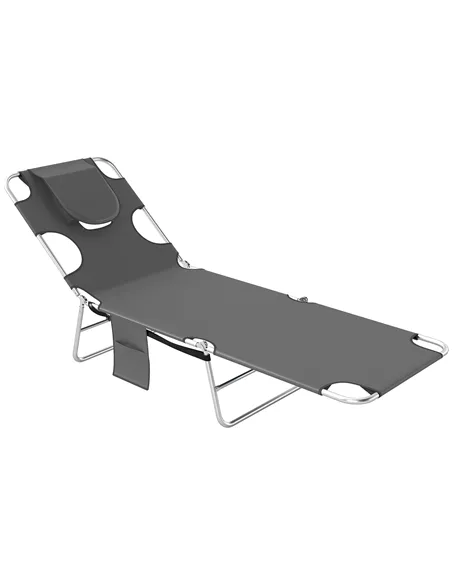 Outsunny Reclining Face Hole Sun Lounger - Dark Grey