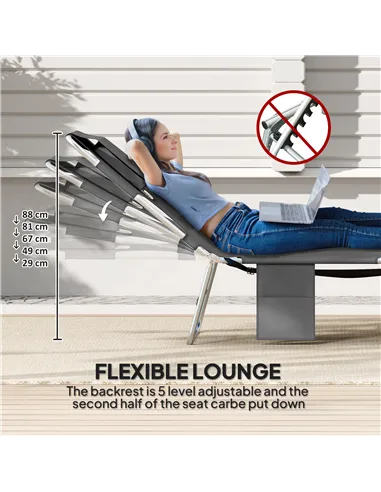 Outsunny Reclining Face Hole Sun Lounger - Dark Grey