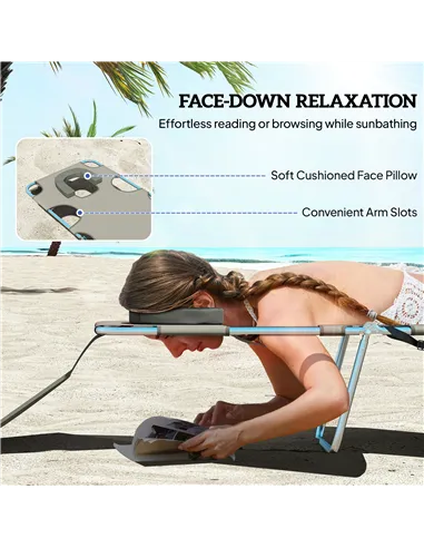 Outsunny Reclining Face Hole Sun Lounger - Dark Grey