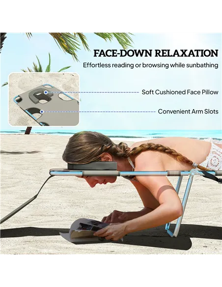 Outsunny Reclining Face Hole Sun Lounger - Dark Grey