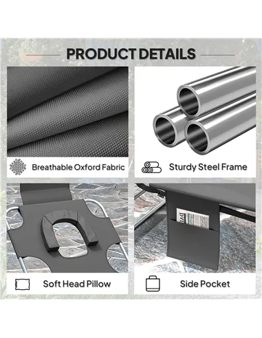 Outsunny Reclining Face Hole Sun Lounger - Dark Grey