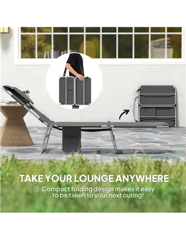Outsunny Reclining Face Hole Sun Lounger - Dark Grey