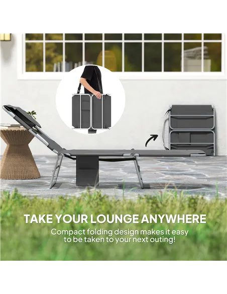 Outsunny Reclining Face Hole Sun Lounger - Dark Grey