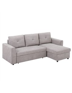 HOMCOM Linen-Look 'L' Storage Sofa Bed - Light Grey
