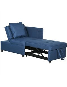 HOMCOM Convertible Single Sofa Bed with Thick Padded Seat, 3-in-1 Multi-Functional Sleeper Chair Bed with Magazine Pocket, for L