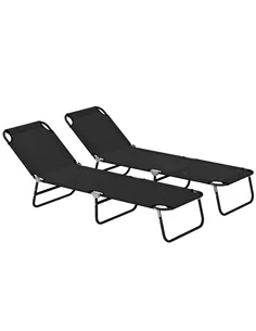 Outsunny Garden Sun Lounger, with Five-Position Back - Black