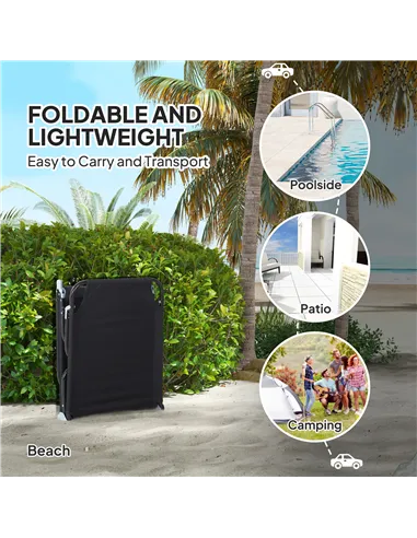 Outsunny Garden Sun Lounger, with Five-Position Back - Black