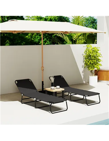 Outsunny Garden Sun Lounger, with Five-Position Back - Black