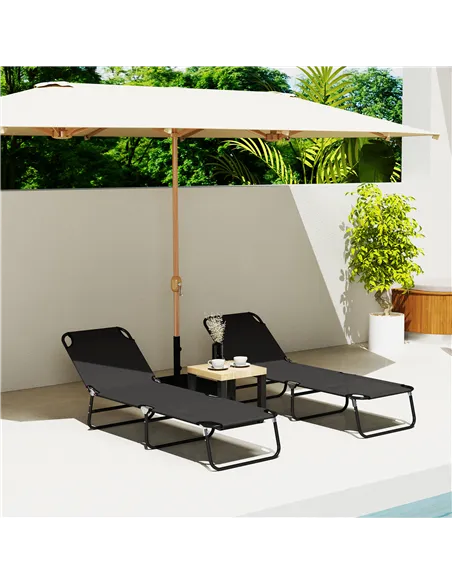 Outsunny Garden Sun Lounger, with Five-Position Back - Black