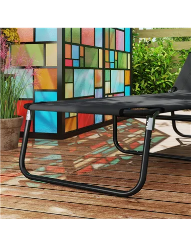 Outsunny Garden Sun Lounger, with Five-Position Back - Black