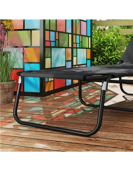 Outsunny Garden Sun Lounger, with Five-Position Back - Black