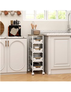 HOMCOM 5-Tier Storage Trolley on Wheels - White 2