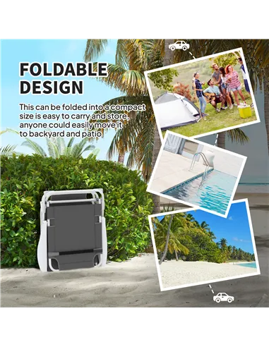 Outsunny Foldable Lounge Chair with 4-Level Adjustable Backrest & Headrest - Charcoal Grey