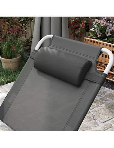 Outsunny Foldable Lounge Chair with 4-Level Adjustable Backrest & Headrest - Charcoal Grey