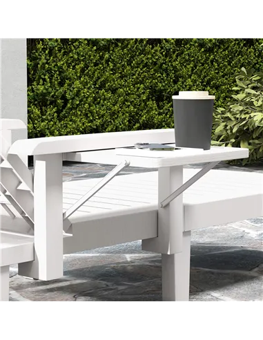 Outsunny Set of 2 Resin Reclining Sun Loungers for Garden, 5 Positions Adjustable Outdoor Chaise Lounge Chairs with Wood Texture