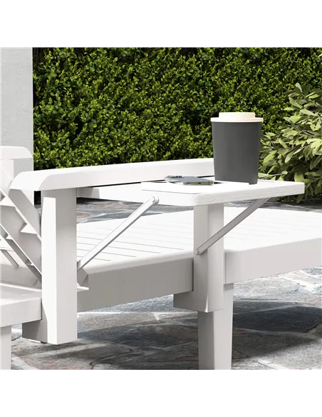 Outsunny Set of 2 Resin Reclining Sun Loungers for Garden, 5 Positions Adjustable Outdoor Chaise Lounge Chairs with Wood Texture