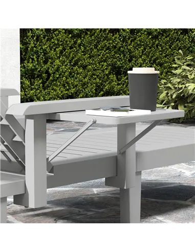 Outsunny Set of 2 Resin Reclining Sun Loungers for Garden, 5 Positions Adjustable Outdoor Chaise Lounge Chairs with Wood Texture