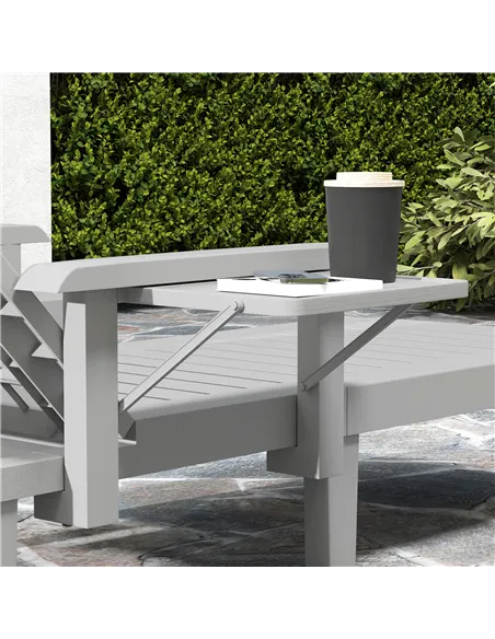 Outsunny Set of 2 Resin Reclining Sun Loungers for Garden, 5 Positions Adjustable Outdoor Chaise Lounge Chairs with Wood Texture