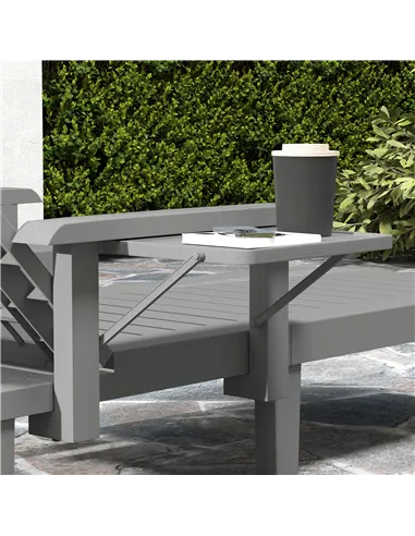 Outsunny Set of 2 Resin Reclining Sun Loungers for Garden, 5 Positions Adjustable Outdoor Chaise Lounge Chairs with Wood Texture