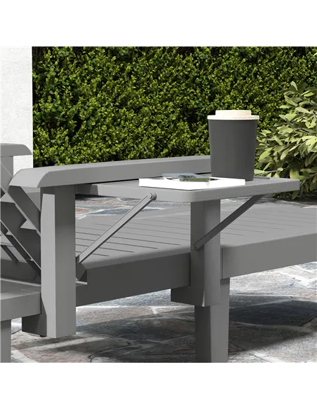 Outsunny Set of 2 Resin Reclining Sun Loungers for Garden, 5 Positions Adjustable Outdoor Chaise Lounge Chairs with Wood Texture