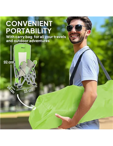 Outsunny Set of 2 Folding Beach Chair, Low Camping Chair with Mesh Back, Carry Bag and Cup Holder for Garden Outdoor Picnic Fest