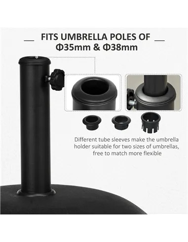 Outsunny Heavy Duty Cement Parasol Base 20kg Round Patio Umbrella Stand Garden Outdoor Shade Holder for Dia. 35mm/38mm/48mm Pole